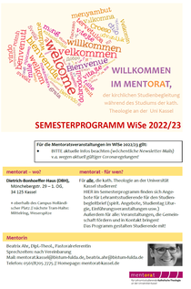 Flyer: 'Mentorat Kath. Theologie - Programm SoSe 2022' (PDF)
